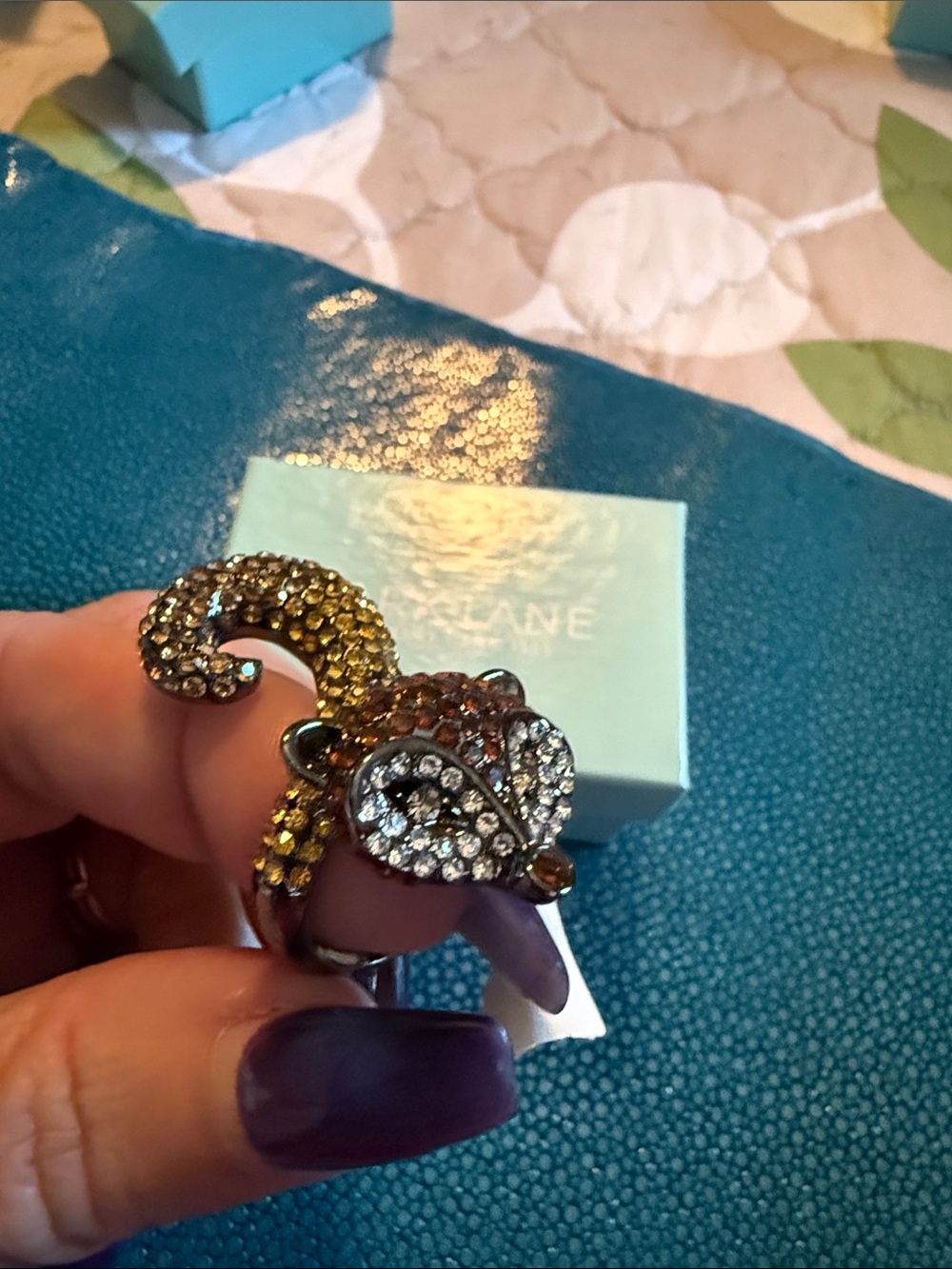 Park Lane Brown and Clear Crystal Fox Ring